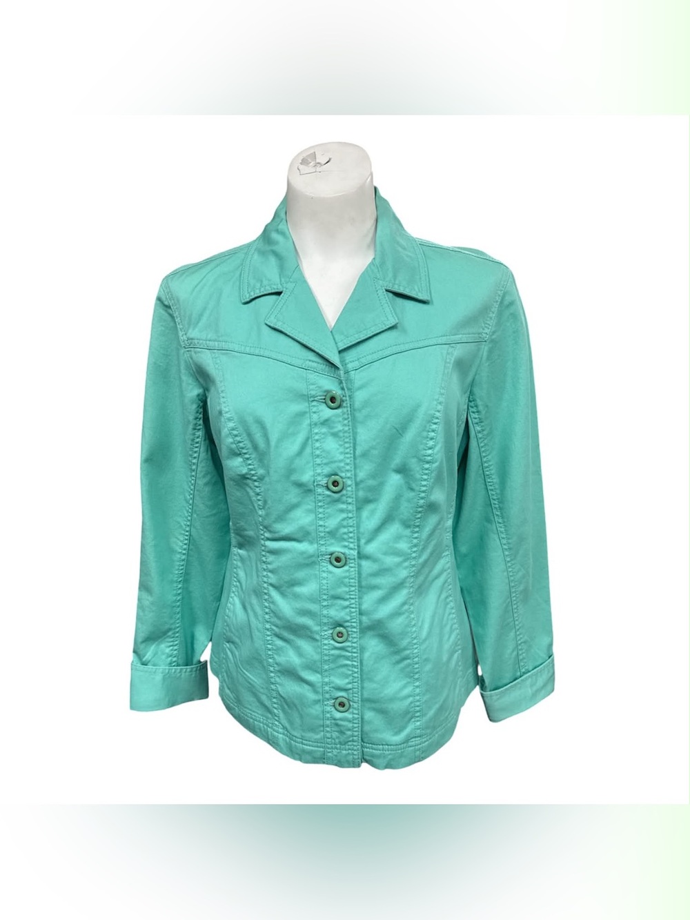 Northern Reflections Mint Green Button-Front Jean Jacket Size M